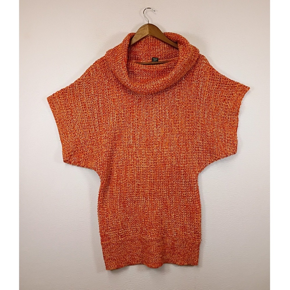 Jamie Nicole Collection Women S Orange Marled Cowl Neck Batwing Tunic Sweater